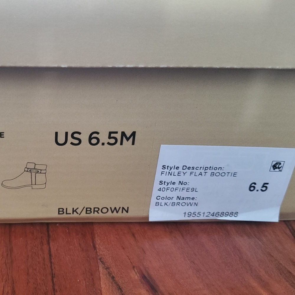 Michael Kors finel flat bootie 6.5 blk/brown